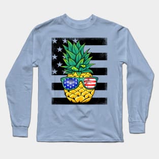 USA Patriotic Pineapple Sunglasses Long Sleeve T-Shirt